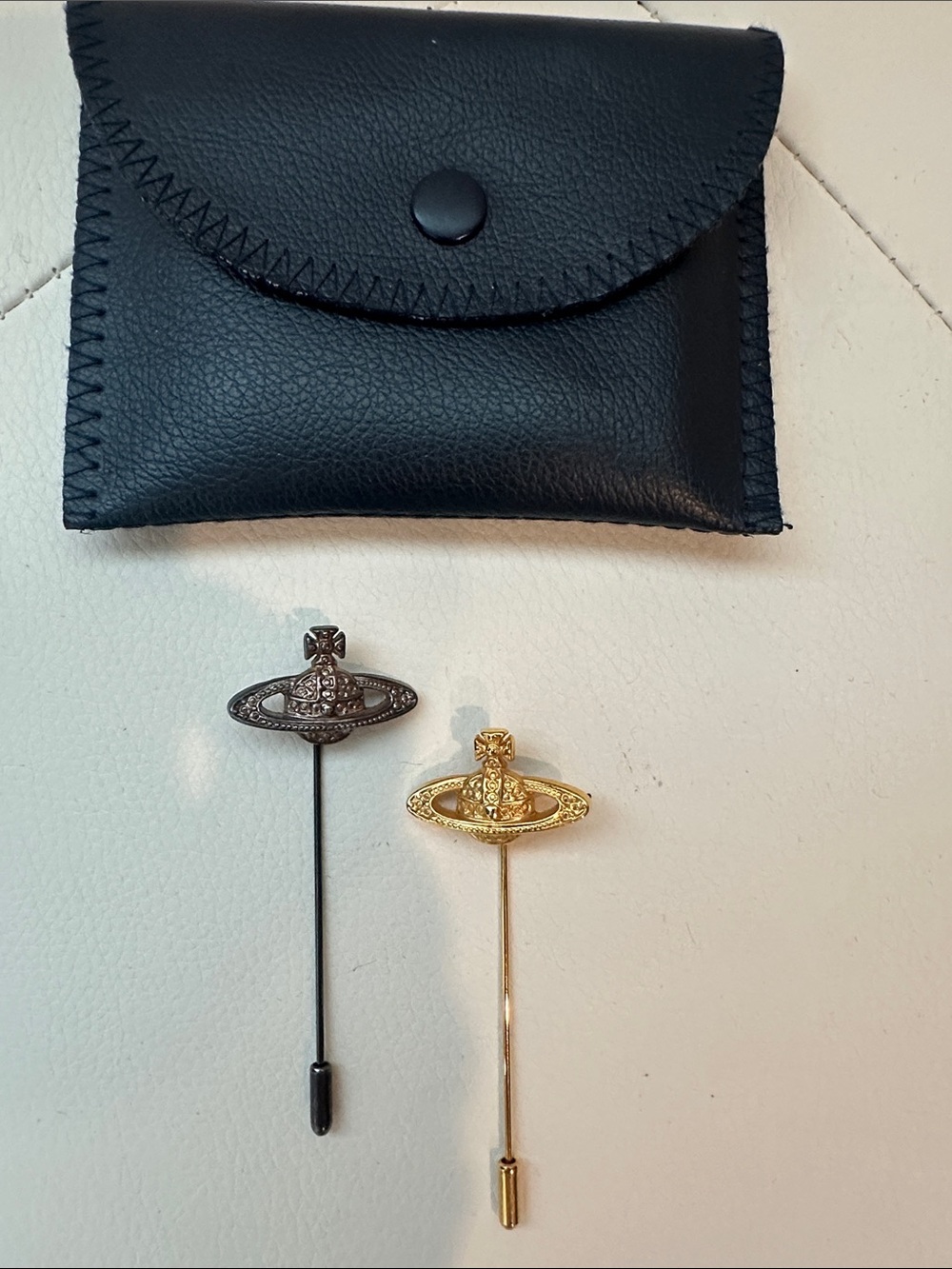 Vivienne Westwood inspired Gold & Black Orb Stick Pin Set
